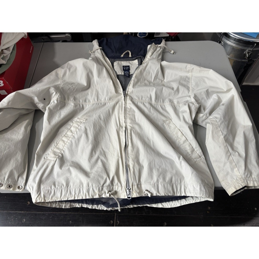 GAP Full Zip Hooded Coat, Men's Size M - Cream